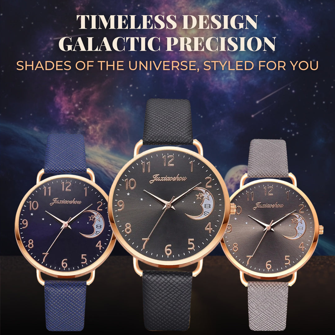 Modiva's Lightweight Moon Inspired Wrist Watch and Bracelets Set